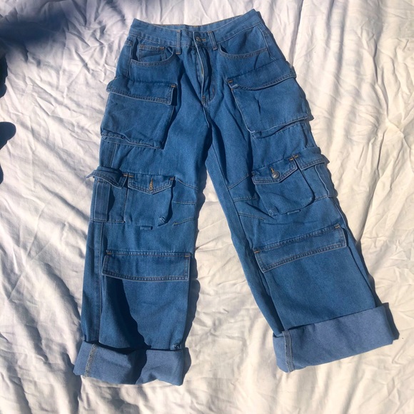 Blue Baggy Pants *cargot pants - Picture 2 of 3